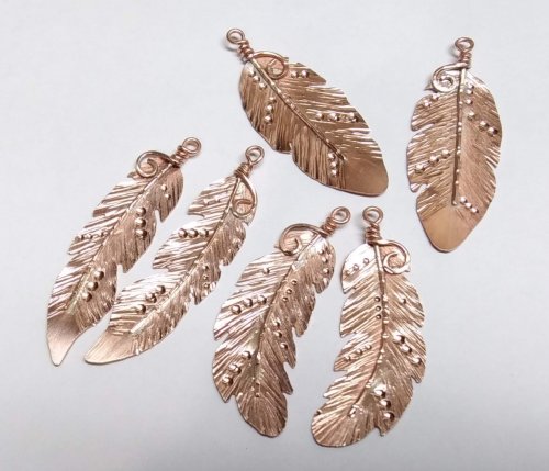 Judy Larson's Copper Feather Earrings - , Metalwork, Butane Torch, Soldering, Solder, copper feather earrings